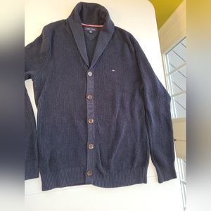 Tommy Hilfiger Cardigan Men's XL Navy Blue Button Down Waffle Knit Cotton